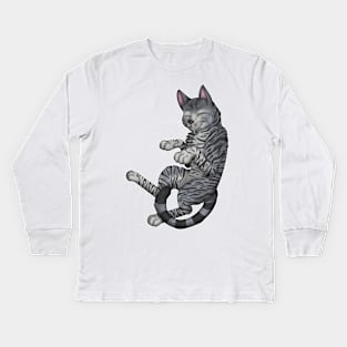 Grey Tabby Shorthair Kids Long Sleeve T-Shirt